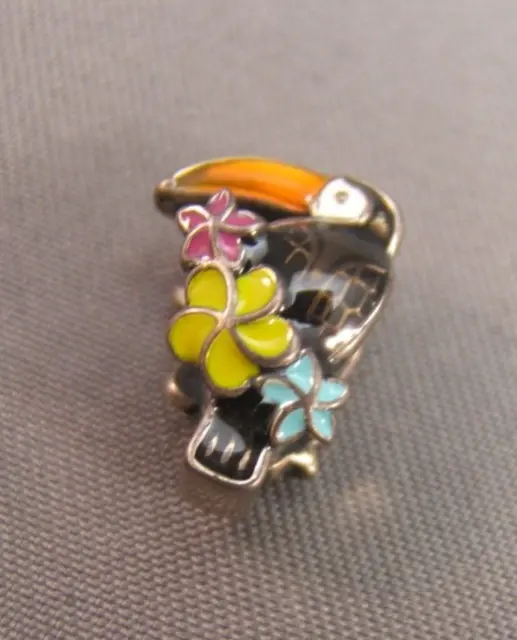 Sterling Silver Resin Enamel Tucan Modular Charm Bead  4 European Charm Bracelet