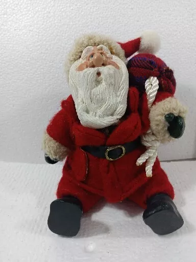 Russ Berrie Kringle Santa Claus Figurine Stuffed Shelf Sitting Christmas Decor