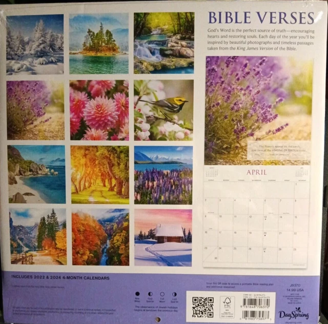 2023 BIBLE VERSES DaySpring 16 Months Wall Calendar 12 X 24" 2022 & 2024 4 month £8.98 PicClick UK