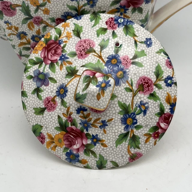 Vintage Royal Winton Grimwades OLD COTTAGE CHINTZ Floral Ascot Teapot England 8