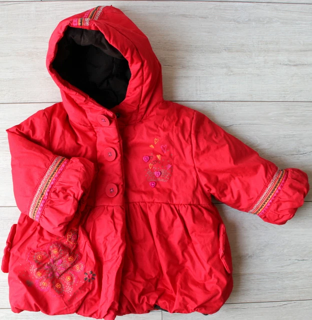 Catimini Manteau Doudoune Fille 12 Mois Rouge Capuche Coton