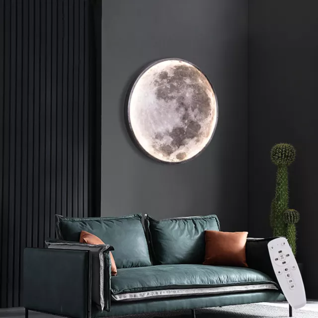 Led Mond Wandleuchte Dimmbar,mit Fernbedienung Nachtlichtmodus(80cm)