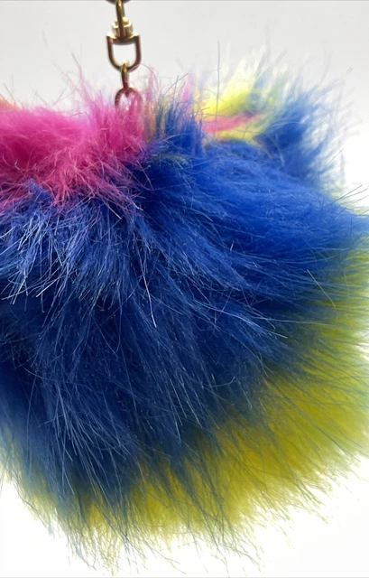Fluffy Faux Rabbit Fur Bow HandBag Pendant Charm Pom Pom Ball Keyring Keychain