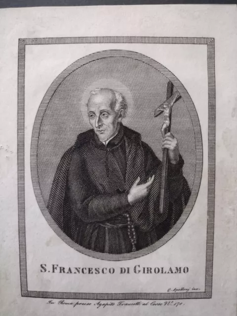 San Francesco de Geronimo Girolamo stampa antica acquaforte originale