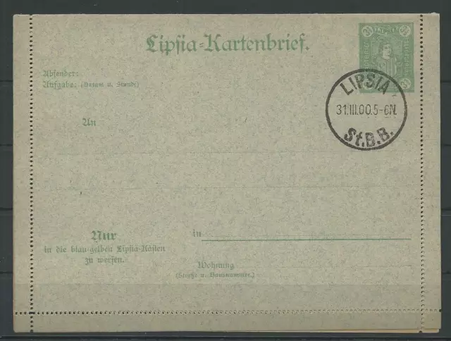 Privatpost Lipsia 3½ Pf. Ganzsache Kartenbrief Blanko-gestempelt, 1900 #1054821