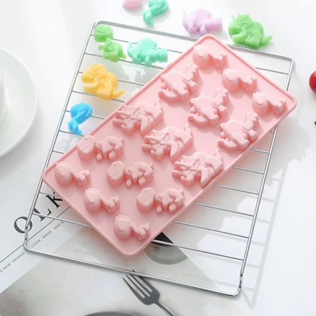 Molde de jabón 15 cavidades sartén chocolate pastel molde de silicona dinosaurio