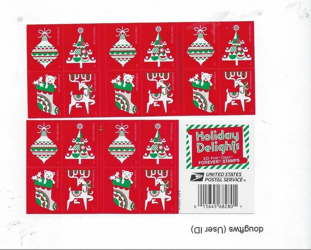 USA FOREVER STAMPS Holiday Delights, Sheet of 20 USPS First Class