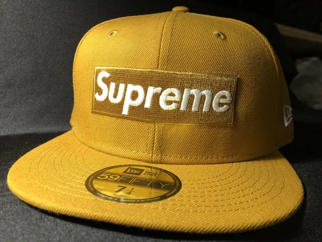 SUPREME WORLD FAMOUS Box Logo x NEW ERA Fitted Hat Cap 7 5/8 Black ...