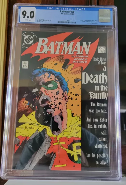Batman 428 CGC 9.0 Death of Robin, Jason Todd DC 1988 Jim Starlin WHITE PAGES