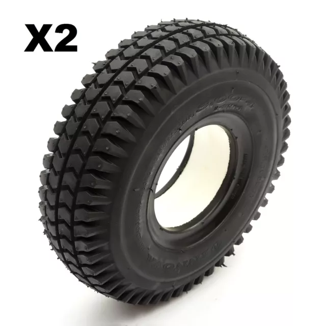 2 Solid PU Tyre 3.00-4 4 Inch Black Puncture Proof Mobility Scooter Block Tread