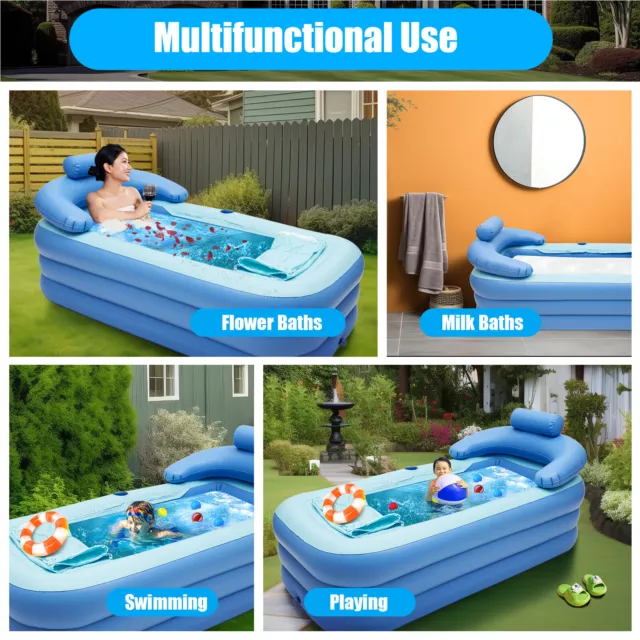 Foldable Portable Inflatable Adult Bathtub Baby Swim Pool Blow Up SPA Bath Tub