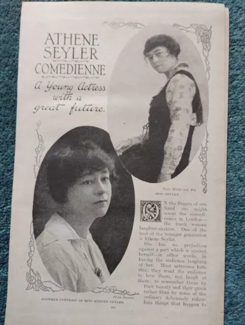 G9f Ephemera 1917 Artikel Athene Seyler komödiantisch