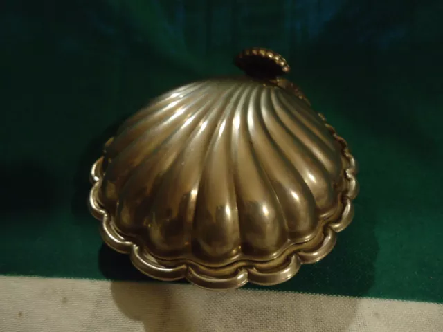 Antike silberne Dose mit Glaseinsatz Muschel festlicher Tisch Sardellen, Kaviar