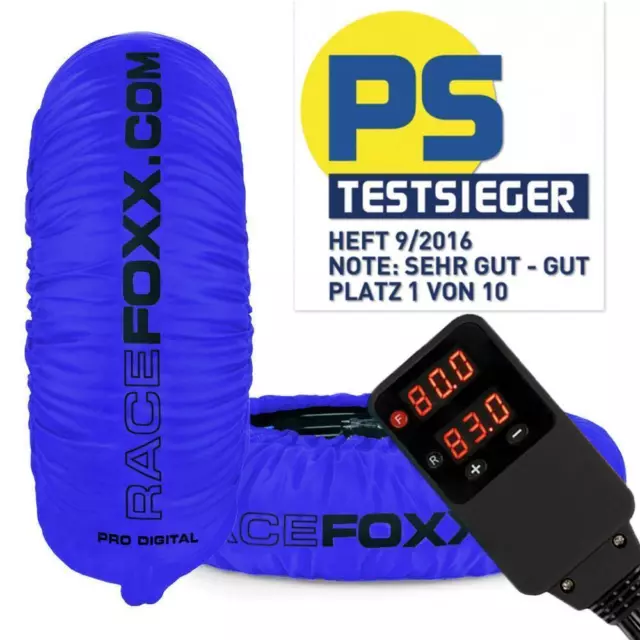 Motorrad Reifenwärmer PRO DIGITAL bis 99° C SUPERBIKE Tire Warmers blau Racefoxx