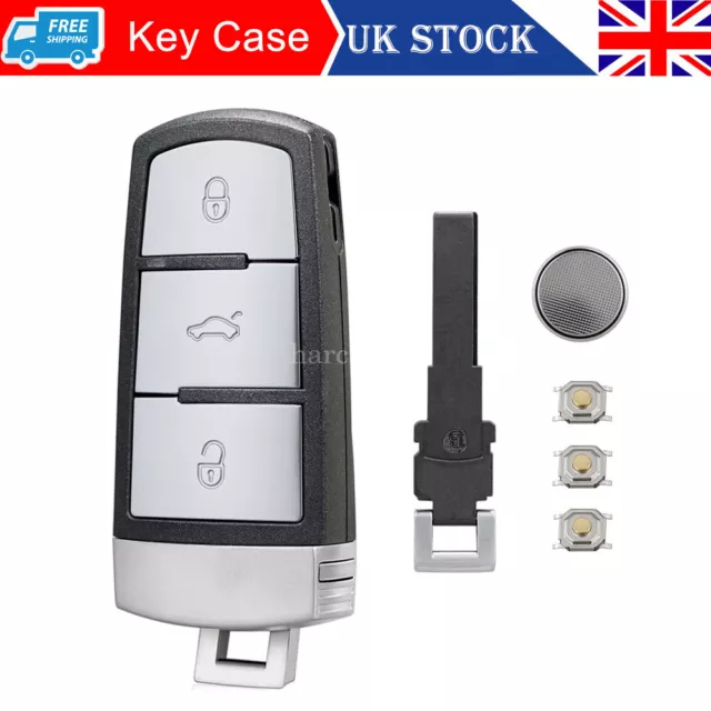 For VW Passat B6 B7 CC Magotan 3 Button Remote Car Key Fob Case Blade + Battery