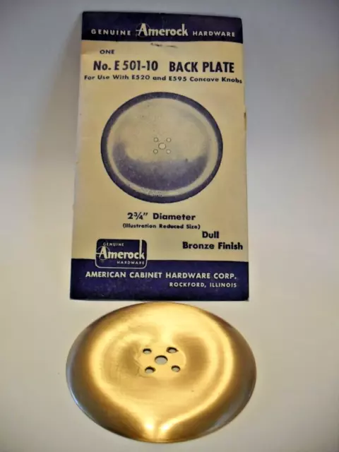 Vintage Nos Round 2-3/4" Bronze Backplates For Knobs Amerock E-501-10