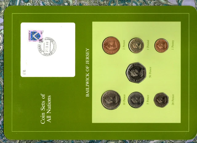 Coin Sets of All Nations Jersey 1985-1988 UNC £1 1987 St OUEN 10K Mint