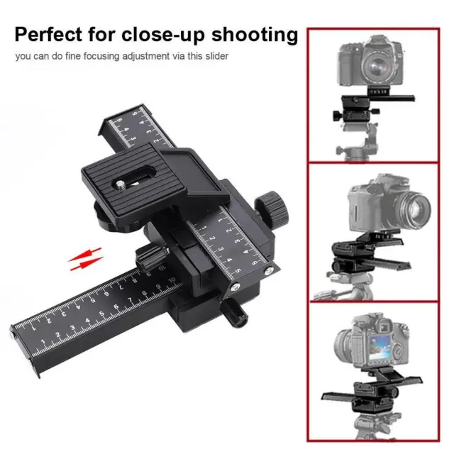 4 Way Macro Focusing Rail Slider w/1/4' Mounting Screw Kit for Close-up Shooting