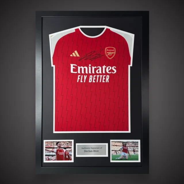 Declan Rice Hand Signed Arsenal Football Shirt Framed With COA £299