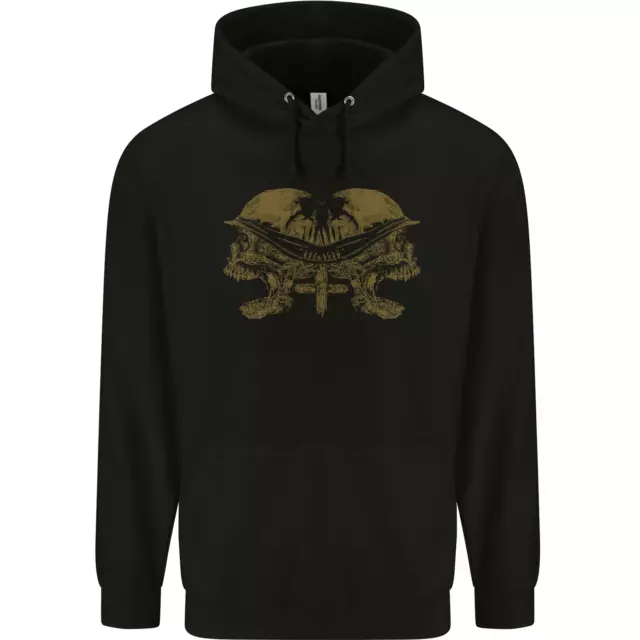 Felpa con cappuccio da uomo 80% cotone cotone due teschi gotici biker metallo pesante