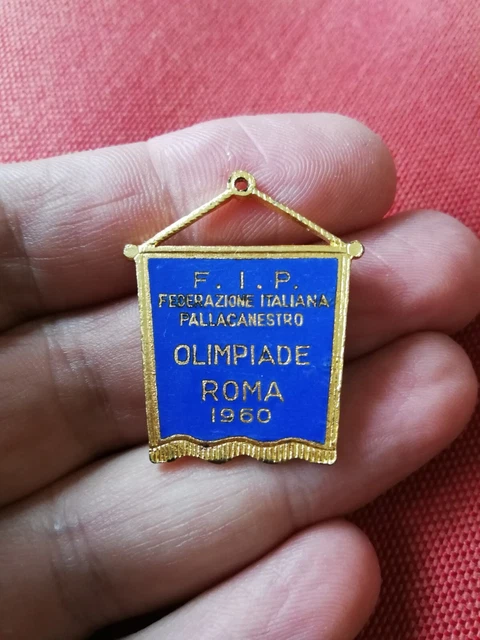Olimpiadi Roma 1960 Medaglia Smalti Fip Pallacanestro Basket (Mm.32) #Cass2