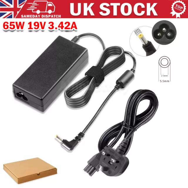 65W For Asus S56CM X555L Laptop Charger AC Adapter UK Mains Power Supply Cord