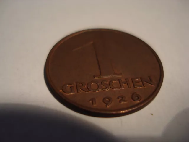1926 AUSTRIA 1 GROSCHEN COIN KM2836 Bronze 1.6g 17mm grbusa