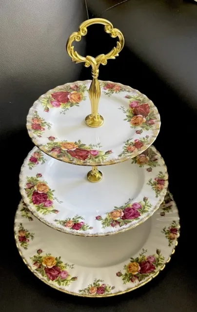Royal Albert Old Country Roses Large High Tea 3 tiered Cake Stand, England