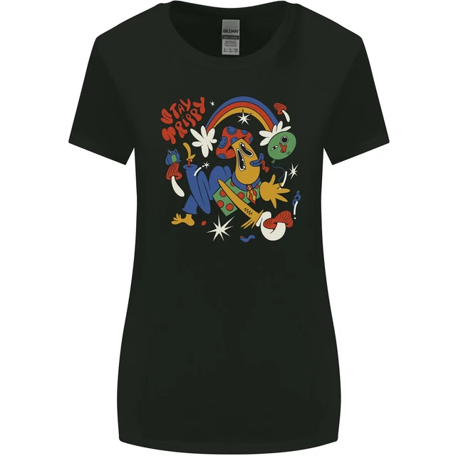Restare Trippy Magia Funghi Lsd Donna più Ampia Taglio T-Shirt