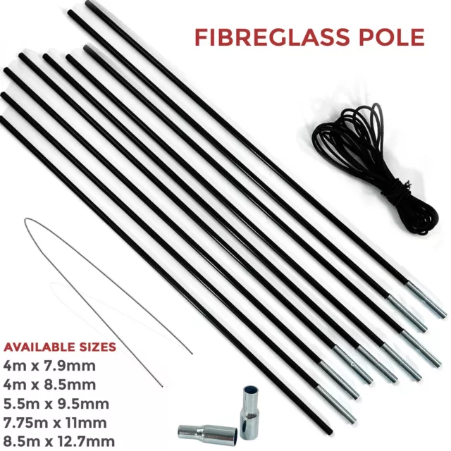 Portable Replacement Fibreglass Pole Kit Camping Repair Tent Canopy Equipment UK