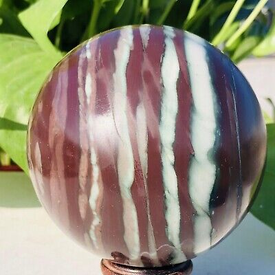 1.96lb Natural Red Zebra Stone Jasper Crystal Quartz Sphere Ball Healing Reiki