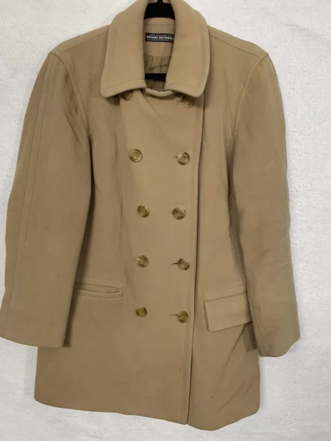 Brooks Brothers Double Breasted Women's Small Pea Coat Made in England- Tan