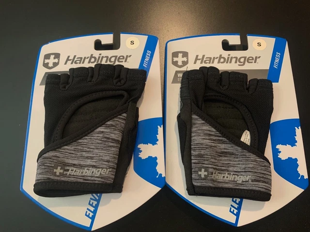 2x Harbinger Women's FlexFit Weight Lifting Gloves Black Gray Heather Small