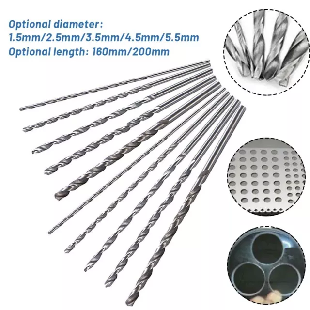 1x 160/200mm Extra Long High Speed HSS Steel Drill Bit For Metal Drilling Tool