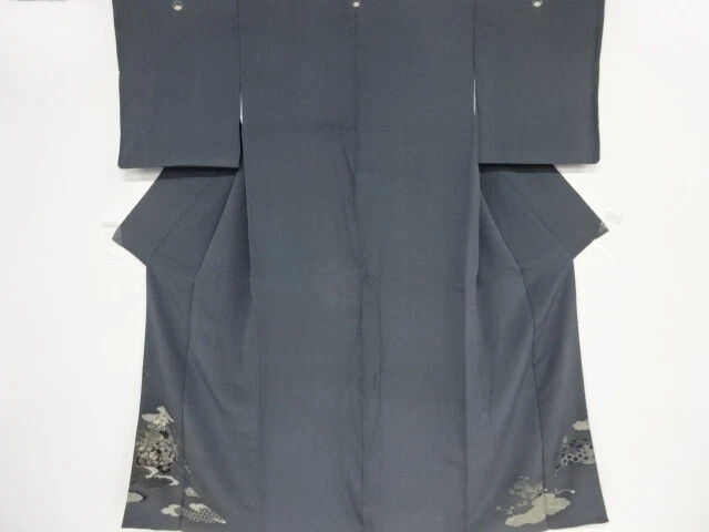 39214# Japanese Kimono / Antique Kimono / Embroidery / Mist & Floral Cart