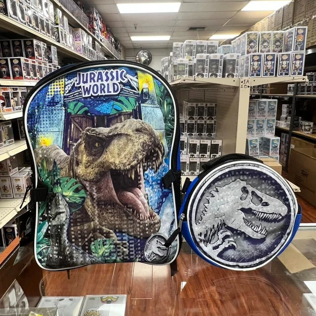 LICENSED JURASSIC WORLD Dinosaur 16" Backpack w/ Detachable Lunch Bag