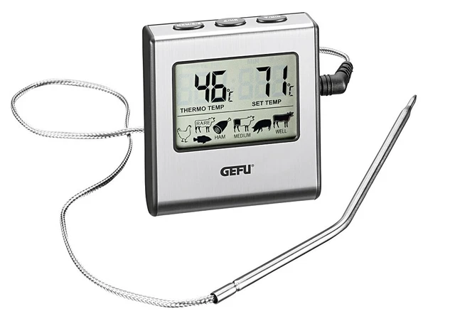 GEFU Bratenthermometer digital mit 1m Kabel Batterie  Edelstahl, sonstiger 13940
