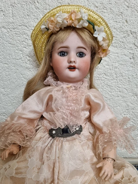 Jolie Poupée Ancienne 46 Cm – Tête Biscuit Fleischmann – Superbes Habits D'époque (réf LP6)