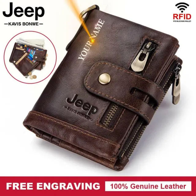 Free Engraving 100% Genuine Leather Men Wallet Coin Purse Small Mini Card Holder