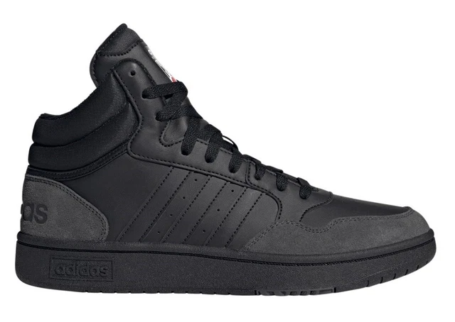 Chaussures pour Hommes adidas HP7939 HOOPS 3.0 Baskets Hautes Sportif Cuir Noir