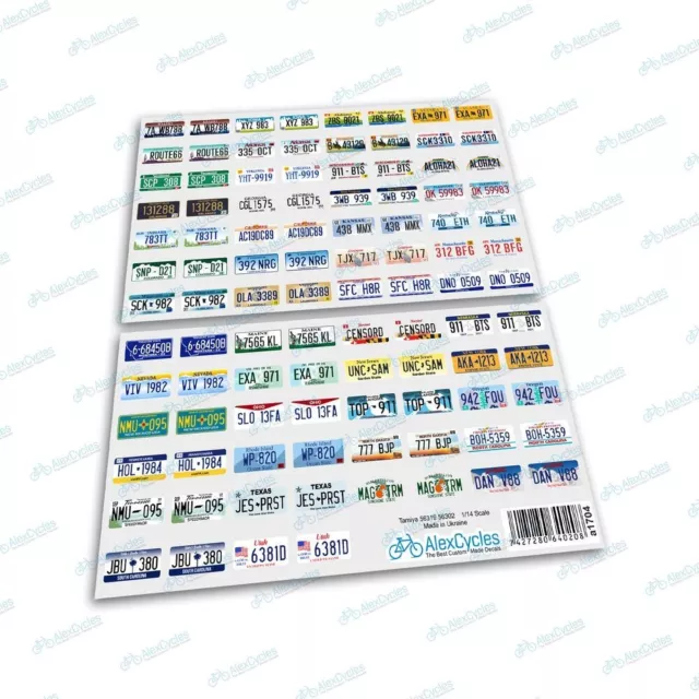 Tamiya 1/14 56318 56302 All 50 USA States License Plate HQ Decals Stickers Kit