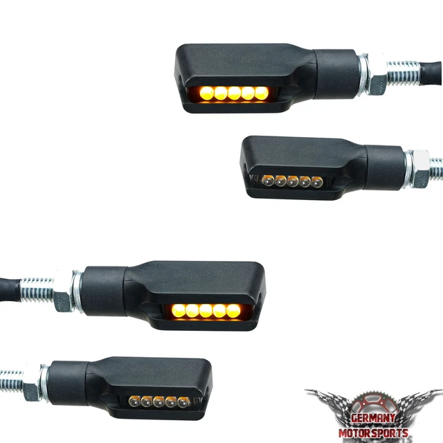 Germany Motorsports LED Motorrad Mini Blinker Tiny Schwarz Smoke Getönt