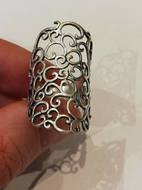 Bague Femme Argent Massif Ajourée - Taille 53 - Excellent état D'occasion - Origine France