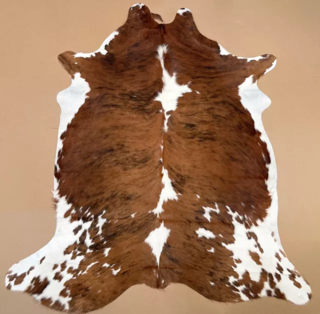 Brown and White Cowhide rug leather 100% Natural,Reindeer,Sheepskin,Fallow Deer