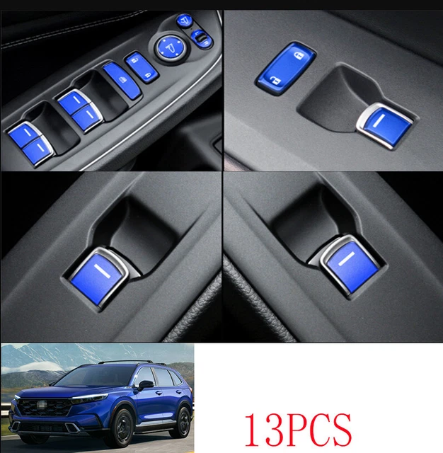 Fit For Honda CR-V 23-24 Blue Aluminum Inner Window Door Lock Control Decoration