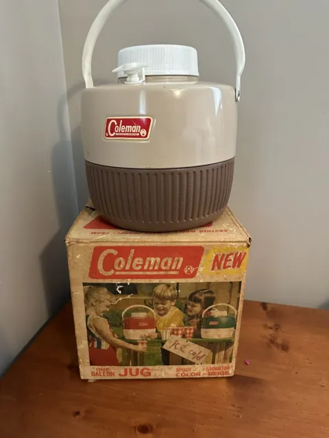 Vintage 1970s Coleman Red and White 1 Gallon Thermos Cooler 