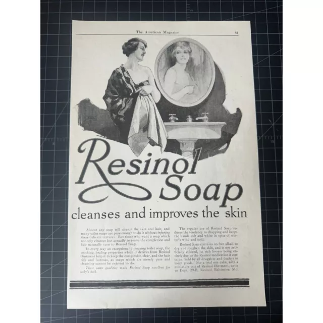 Vintage 1918 Resinol Soap Print Ad