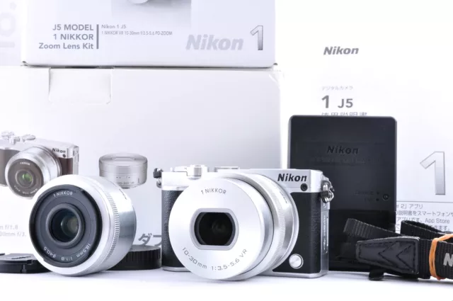 "Near Mint w/Box" Nikon 1 J5 Double lens Kit 10-30mm f3.5-5.6, 18.5mm f1.8 #770