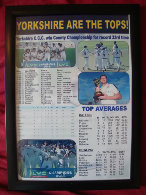 Yorkshire CCC 2015 County Champions - framed print