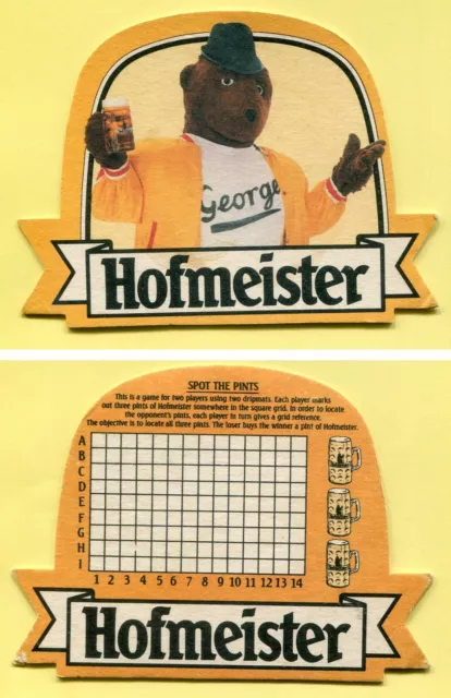 HOFMEISTER BREWERY George the Bear MASCOT UK BEER MAT COASTER SOUS-BOCK